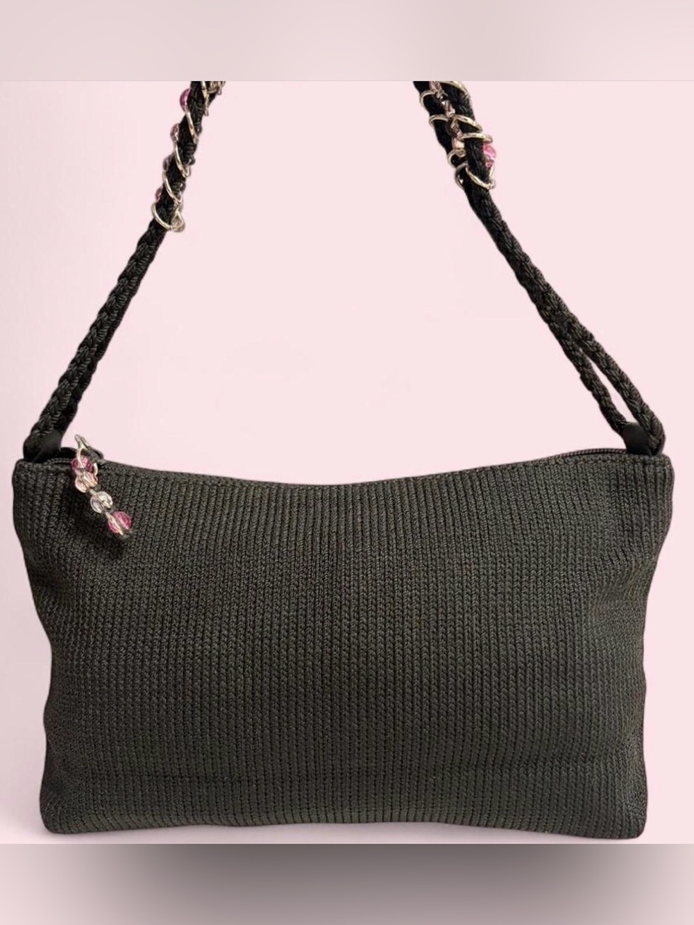 The Sak Black Knit Bag with Beaded Chain Detail - Picture 7 of 11